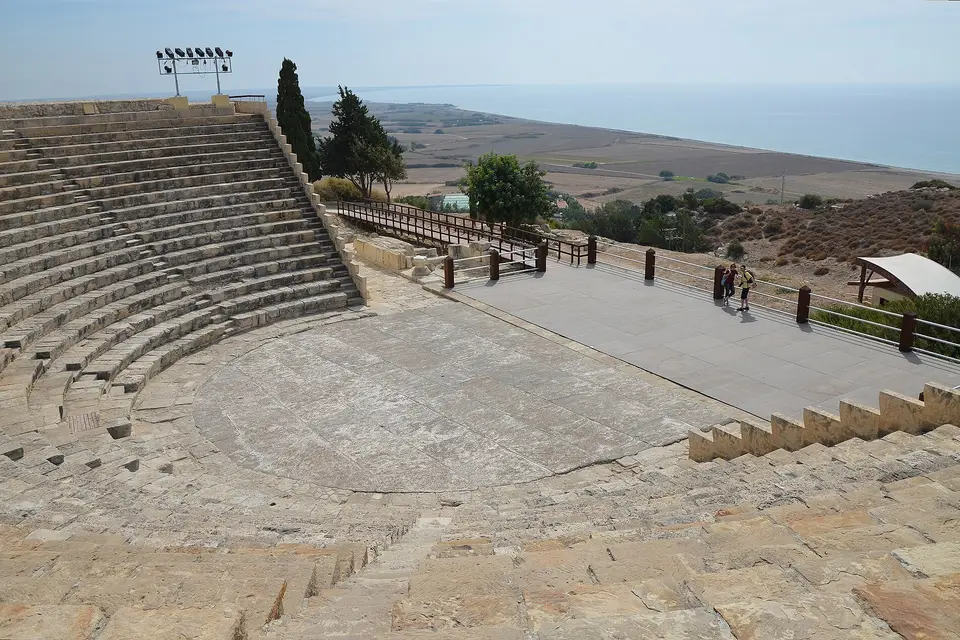 The Greco-Roman theatre at Kourion looking out over the coast west of Limassol