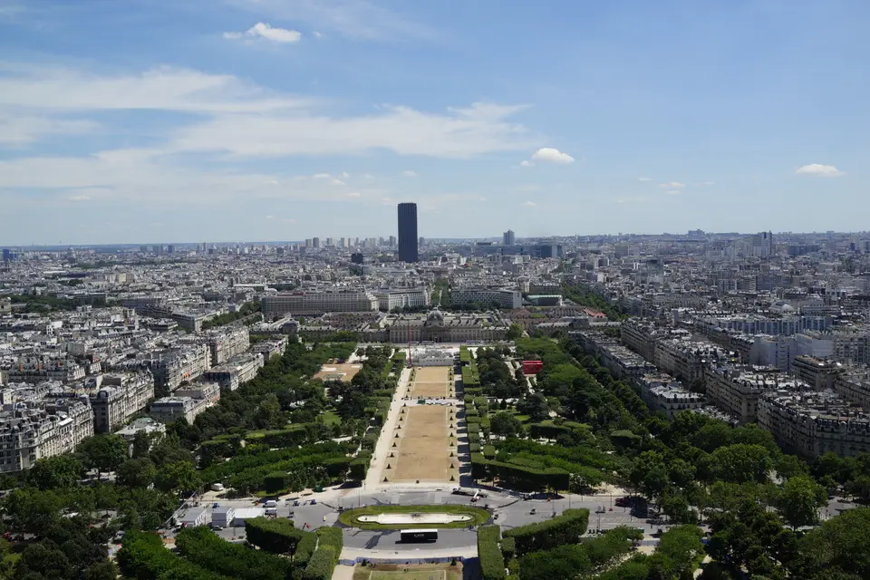 The Champ de Mars and the Left Bank seen from the Eiffel Tower