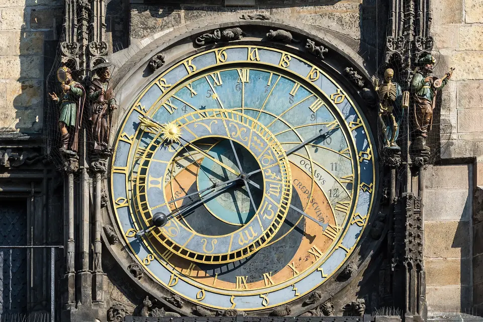 The painted astronomical dial of the medieval Astronomical Clock on Prague's Old Town Hall
