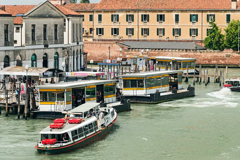 Vaporetto stops on the Grand Canal at Piazzale Roma